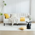 thumbnail image 2 of Miniyam Twin Size Ivory Boucle Upholstered Daybed for Bedroom Living Room,Twin Daybed Frame with Wood Slat Support,No Spring Box Need, 2 of 10