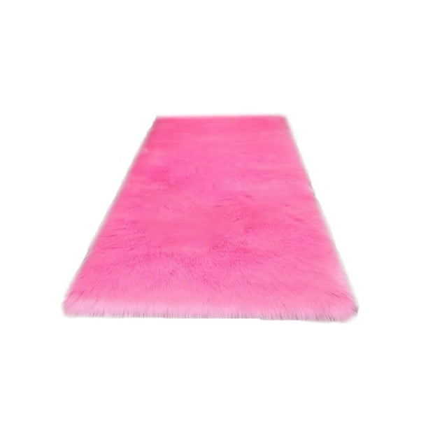 Billuyoard Manta Alfombra Interior Área grande Rectángulo Mesita de noche Antideslizante Cálido Tapete peludo Piso Ventana Silla Decoraciones Decoración del hogar Rosa oscuro