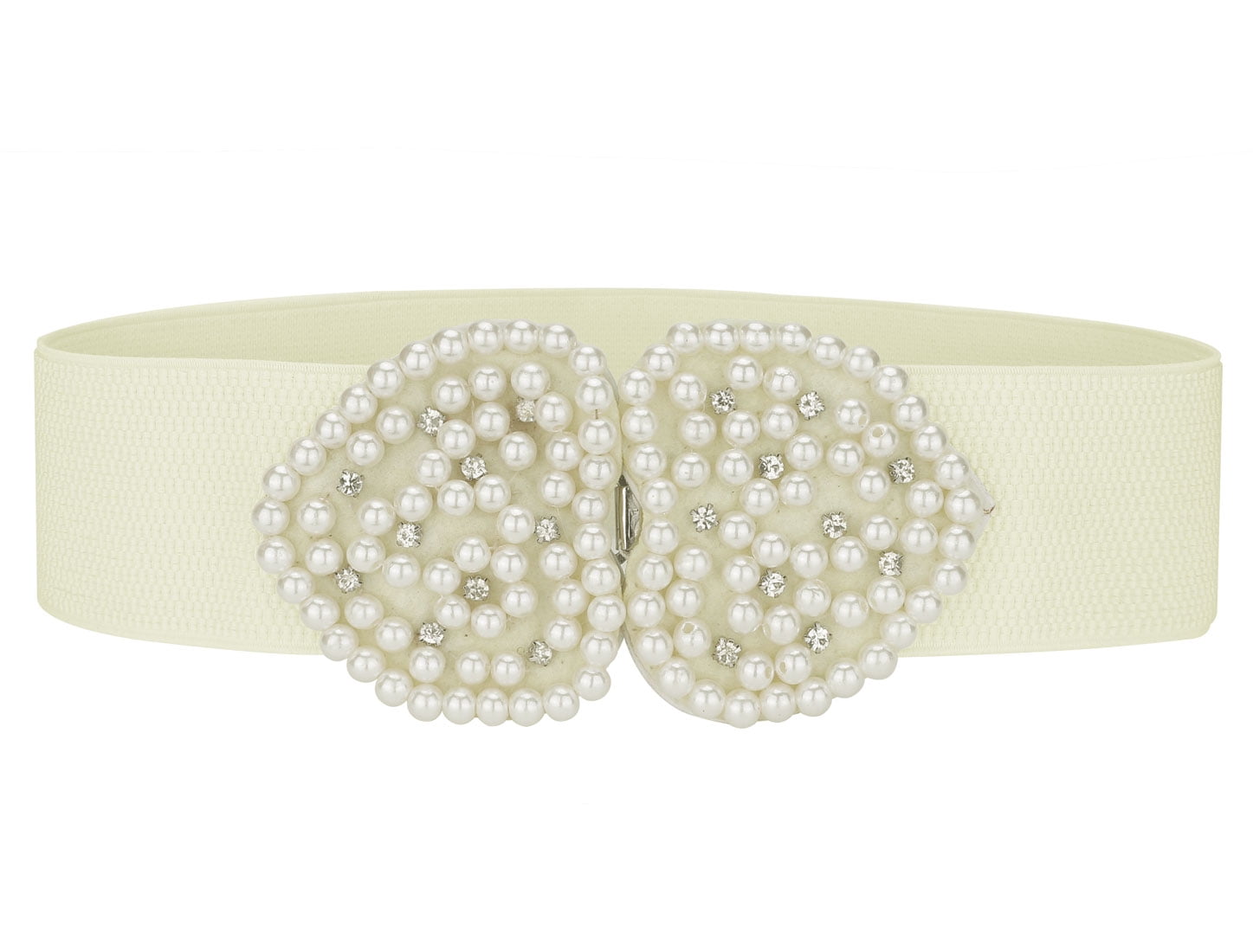 Faux Pearl Rhinestone Decor Dress Belt 