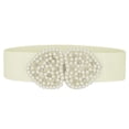 thumbnail image 1 of Cinturón Para Mujer Allegra K Diseño Corazón Decoración Diamantes Perlas Imitación Blanco, 1 of 4