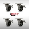 thumbnail image 2 of 4 Inch 316SS Thermo Rubber Flat Tread Swivel Caster Set w/Ball Bearings & Brakes, 2 of 2