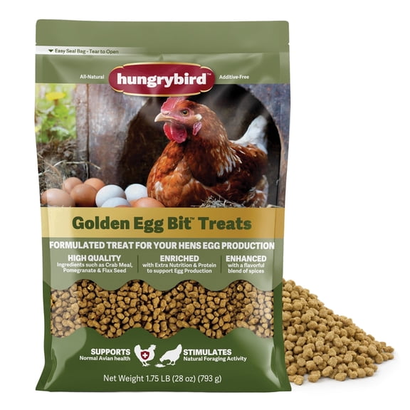 Hungrybird Golden Egg Bits, 1.75lbs – Ready to Use All-Natural Suet Poultry Treats for Backyard Chickens
