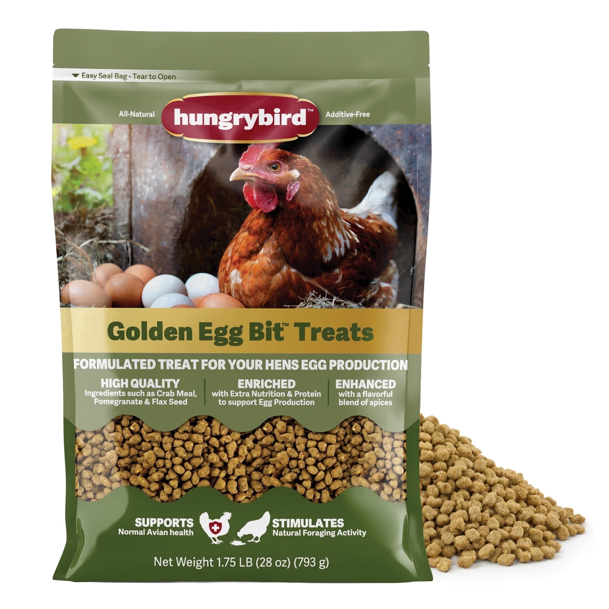 Hungrybird Golden Egg Bits, 1.75lbs – Ready to Use All-Natural Suet Poultry Treats for Backyard Chickens