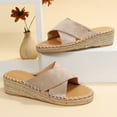 thumbnail image 6 of Anuirheih Summer Fashion High-heeled Platform Muffin Bottom Rope Wedge Slippers Sandals Women Clearance(Beige), 6 of 9