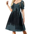 thumbnail image 3 of Vestido de manga corta con calaveras de azúcar, vestido de cumpleaños para mujer, vestidos elegantes para mujer en oferta., 3 of 7