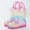 Pink, variant on Ovbmpzd Pink Toddler Girls Rain Boots 2-3 Years Outdoor Waterproof Walking Rainbow Boots with Easy-On Handles Boots for Girls Size 2