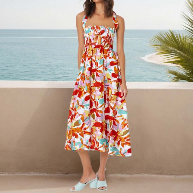 WILLBEST Vestidos Primavera Verano 2025 Moda Mujer Reversible A Line Vestido Primavera Verano Casual Estampado Estilo Suelto Falda De Moda Para Uso Versátil