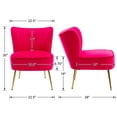 thumbnail image 5 of Guyou Modern Accent Chair Set of 2, Armless Slipper Chair Velvet Upholstered Lounge Chair, Wingback Large Single Sofa Side Chair with Gold Legs for Living Room Bedroom, Rose Red, 5 of 9