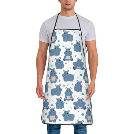 

Zeuib Cute Hippos Print Unisex Waterproof Aprons Cooking Aprons for Kitchen Gardening and Salon Water & Oil Resistant