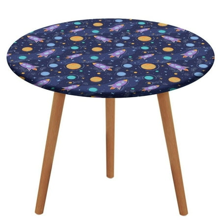 

Star Moon Pattern Round Fitted Tablecloth Elastic Table Cover Waterproof Dining for Indoor Outdoor Decor Table Cloth