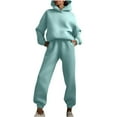 thumbnail image 3 of CFLVAEK Womens 2 Piece Outfits Sweatsuit Casual Long Sleeve Hooded Sweatshirts Comfort High Waist Sweatpants Fall Winter Workout Set Mint Green L, 3 of 7