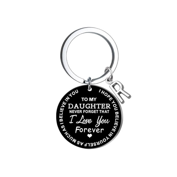 Llavero creativo DIY para mi hija, acero inoxidable negro, apellido, 26 letras, 2,5 cm Wmkox8yi sjalhkljlk3853