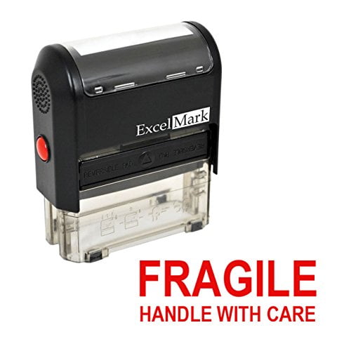 XStamper RED Classix P14 Self-Inking Rubber Stock Stamp FRAGILE HANDLE WITH CARE 