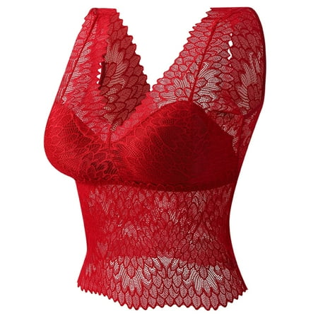 

Raeneomay Women s Underwear Bras Deals Clearance Fashion Lace Beauty Back Solid Strap Wrap Hollow Out Bra Underwear