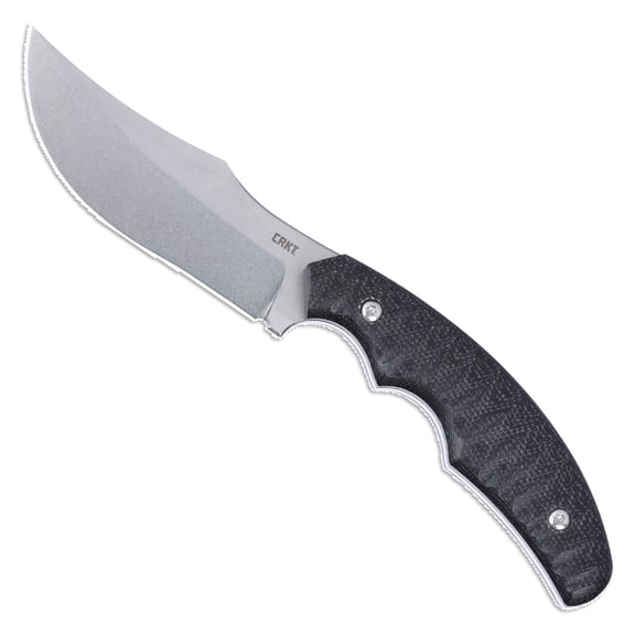CRKT Burrower Everyday Carry Fixed Blade Knife with Sheath: D2 Steel Plain Edge Blade, Black & Gray Micarta Handle, 3610