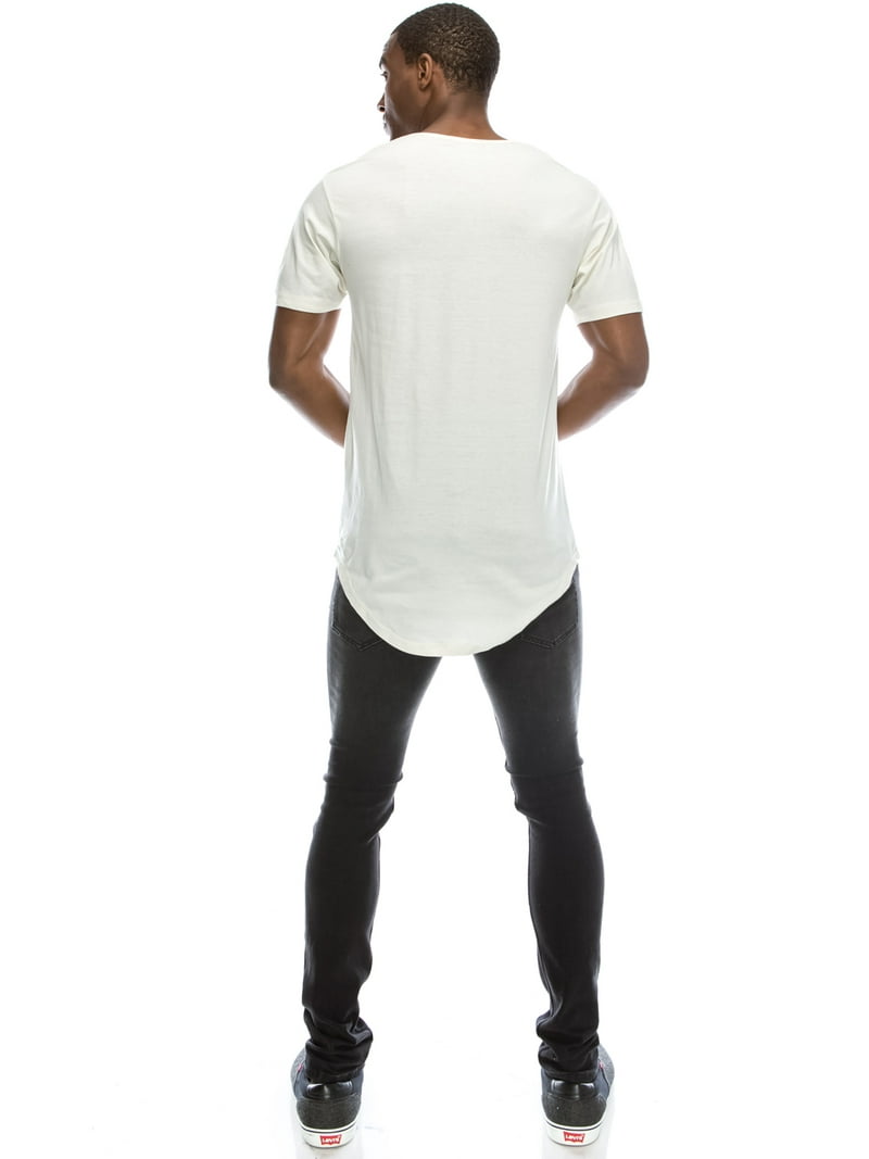 PROTAGONISTA　Create/MORE Long T-shirts JC DISTRO Men's Hipster Cotton Longline Drop-Cut Scallop