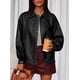 thumbnail image 5 of Abrigo PRETTYGARDEN Chaqueta Bomber Oversized de Cuero Sintético Negra XL, 5 of 8