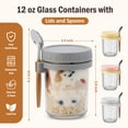 thumbnail image 2 of Recipientes de vidrio para avena con tapa y cuchara – Tarros herméticos para el desayuno, ideales para yogur, pudín de chía y preparación de comidas – Tarros de vidrio transparente con cierre seguro, 2 of 5