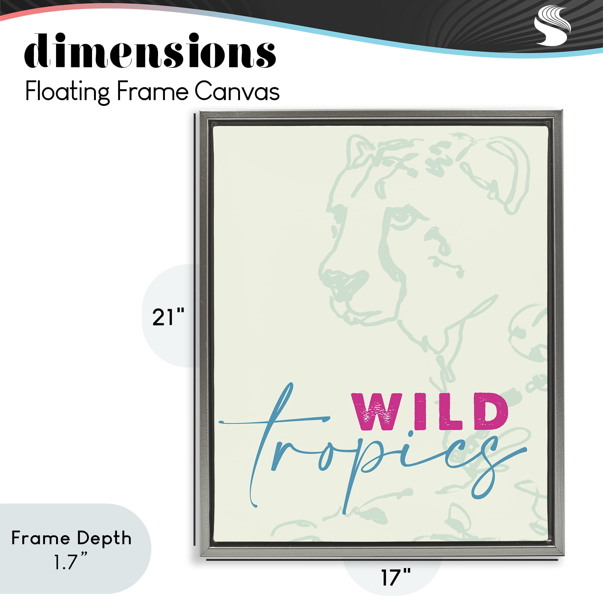 Stupell Industries Wild Tropics Cheetah Gray Framed Floater Canvas Wall Art, design by Lanie Loreth
