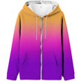 thumbnail image 4 of LowProfile Womens Sweatshirts Winter Fall Clothes Long Sleeve Hoodies Fashion Autumn Butterfly Gradient Print Pockets Cute Drawstring Zipper Sweaters Outfits Casual Tops XL, 4 of 4
