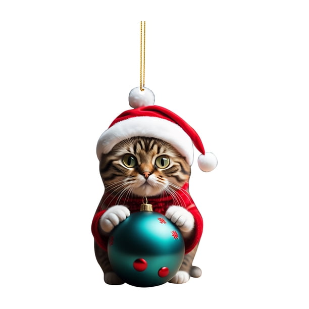 5uds. Árbol de Navidad colgante personalizado decoración dibujos animados lindo gato 2023