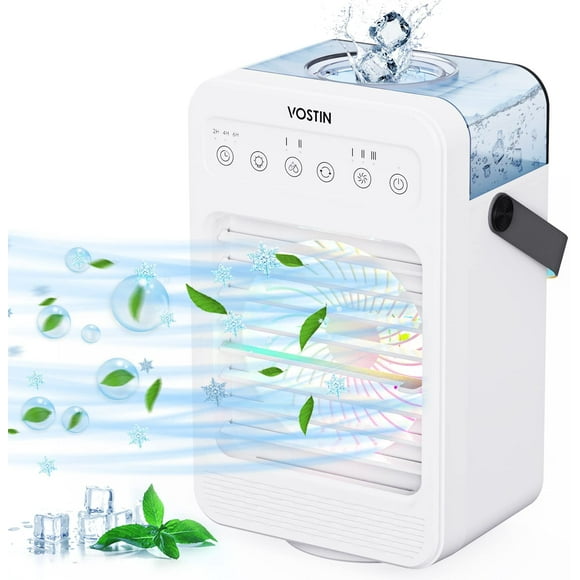 Portable Air Conditioners, 600ML Evaporative Air Cooler, Mini Air Conditioners 4-In-1with 4 Speeds, 2 Humidity,75°Rotation, Portable AC Cooling Fan for Bedroom Office Home