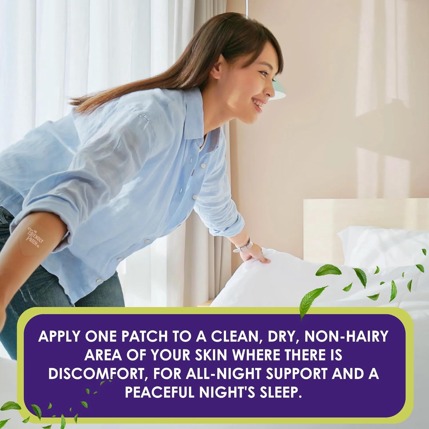 (2 pack) The Friendly Patch Relief Night, Pain Patches 8 Count, Arnica, Melatonin, Body Part that hurts, sleep Patches