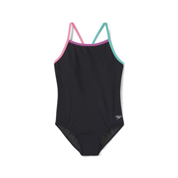 Traje de baño para niña Speedo de una pieza con tirantes delgados y protección UPF 50+