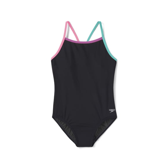 Traje de baño para niña Speedo de una pieza con tirantes delgados y protección UPF 50+