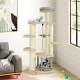 thumbnail image 2 of Gymax 63'' Tall Modern Cat Tree w/ Perch Condo Hammock 5.6'' Scratching Posts, 2 of 10