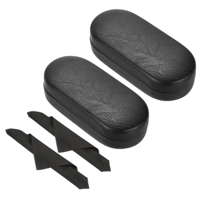 Estuche duro para gafas Uxcell, 2 paquetes, estuche grande de cuero PU, organizador de gafas de sol, negro