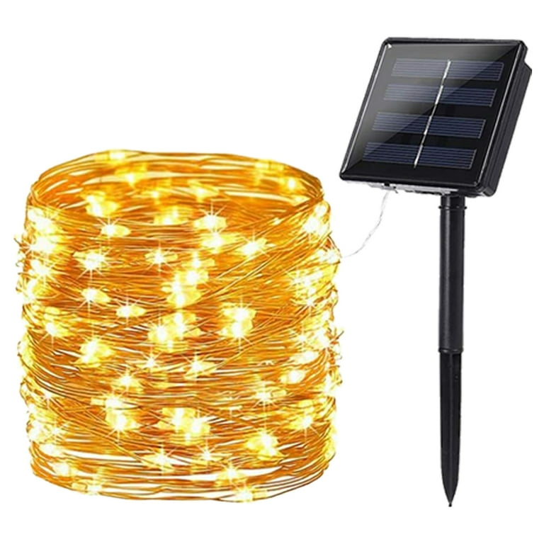 Genkent 65ft 200 LED Solar String Lights Copper Wire Solar Lights Indoor Outdoor Yellow Outdoor Valentine s Day Halloween Christmas Tree Decorations