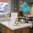thumbnail image 5 of Vibrant Turquoise Metal Hanging Christmas Tree Wind Spinner with Intricate White Patterns & Autumn Leaves for Garden Decor, 5 of 7
