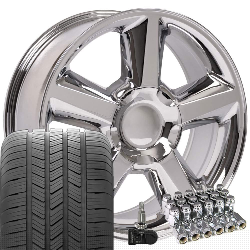 OE Wheels CV83 20 Inch Rims and Tires Fit Tahoe Style 6x139.7 20x8.5 Chrome - Hollander 5308 - Eagle LS-2 275/55-20 (Set of 4)
