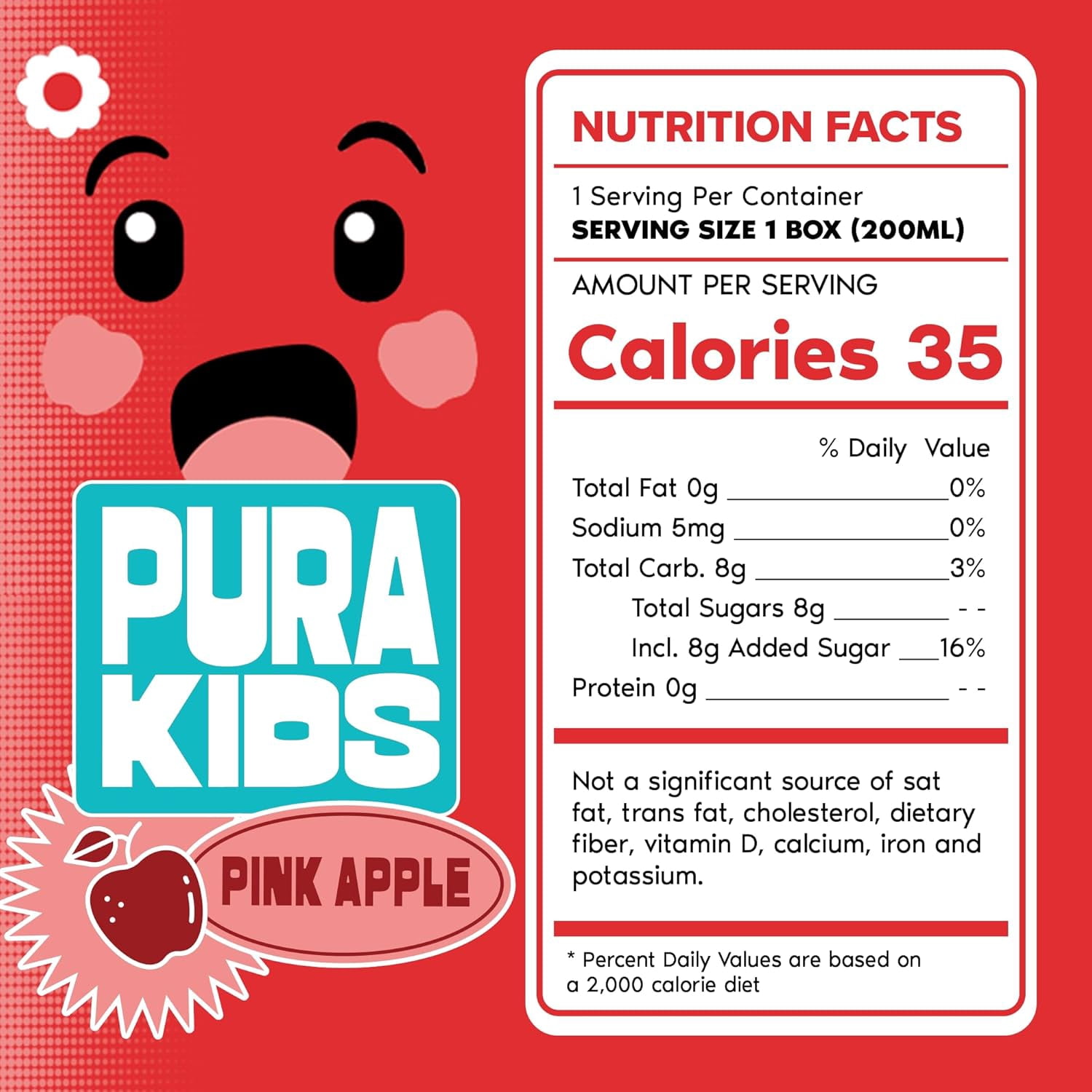 PURA Kids Box | Pink Apple Fruit extract infused Drink for kids | 8g Pure Cane Sugar | Non-GMO | Vegan, No Artificial Sweeteners | Best Lunchbox Beverage with Paper Straw | 6.67 fl oz (200ml) 24-Pack