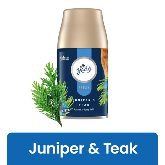 Glade Automatic Spray Refill, Air Freshener, Infused with Essential Oils, Juniper & Teak, 6.2 oz, 1 Count