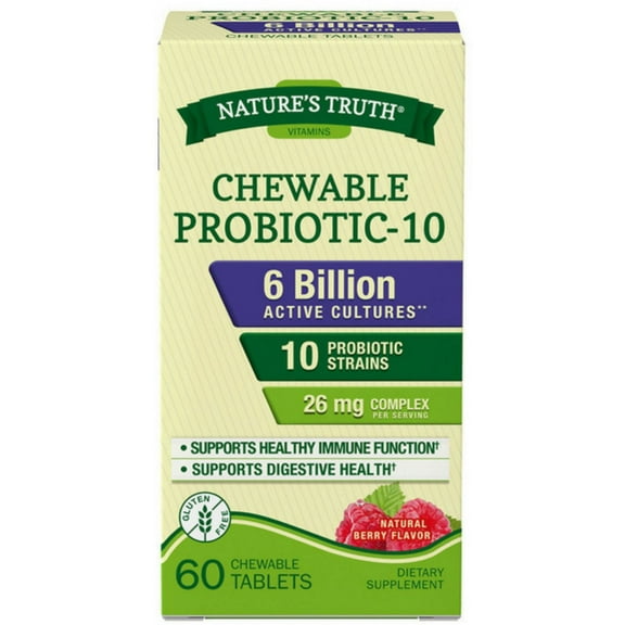 Nature's Truth Chewable Probiotic-10, Natural Berry 60 ea (Pack of 3)