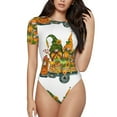 thumbnail image 2 of Goofa Thanksgiving Truck Printed Women Rash Guard Short Sleeve,Tummy control Swimsuit Surfing Swimsuit Bathing Suit One Piece Swimsuit UPF 50-Small, 2 of 9