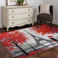 thumbnail image 3 of Valentine's Day Area Rugs 3'x5', Washable Small Throw Rugs for Living Room Bedroom, Romantic Couples Rainy Red Flowers Birds Indoor Outdoor Rug Non-Slip Low Pile Carpet Runner Reversible Floor Mats, 3 of 8
