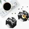 thumbnail image 3 of Bingfone Vintage Fluid Black White Paint Swirls Leather Drinks Coasters with Set of 6,Suitable for Home Kitchen,Coffee Cup Coasters Home Gift, 3 of 7