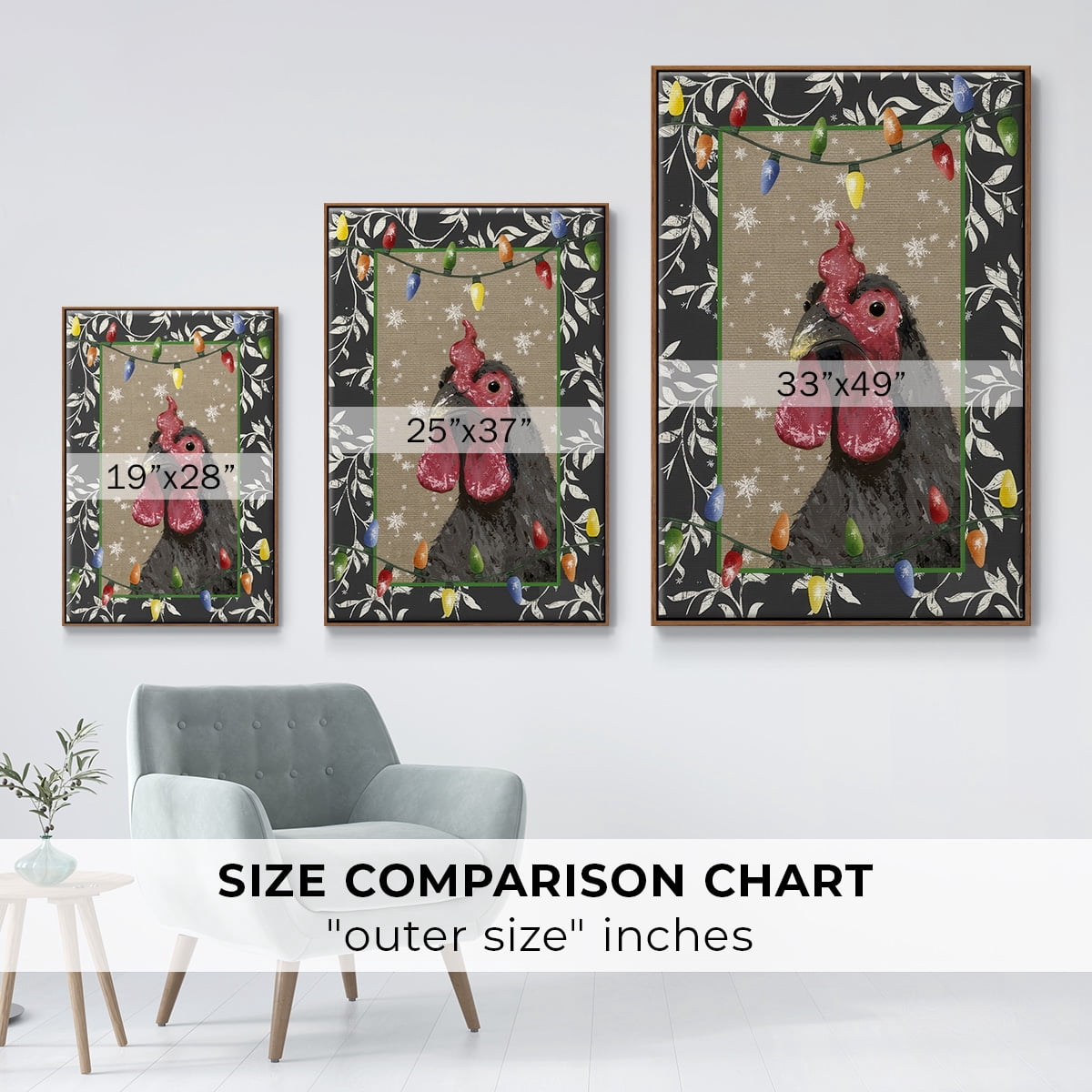 County Christmas Farm IV - Framed Gallery Wrapped Holiday Canvas - 17 x 25 - Rosewood Frame