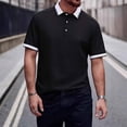thumbnail image 2 of Stamzod Mens Golf Shirts Short Sleeve Textured Golf Shirt Casual Button T Shirts Summer Clothes Black L, 2 of 8