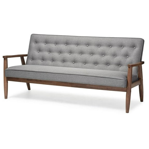 Allora Tufted Sofa in Gray and Walnut