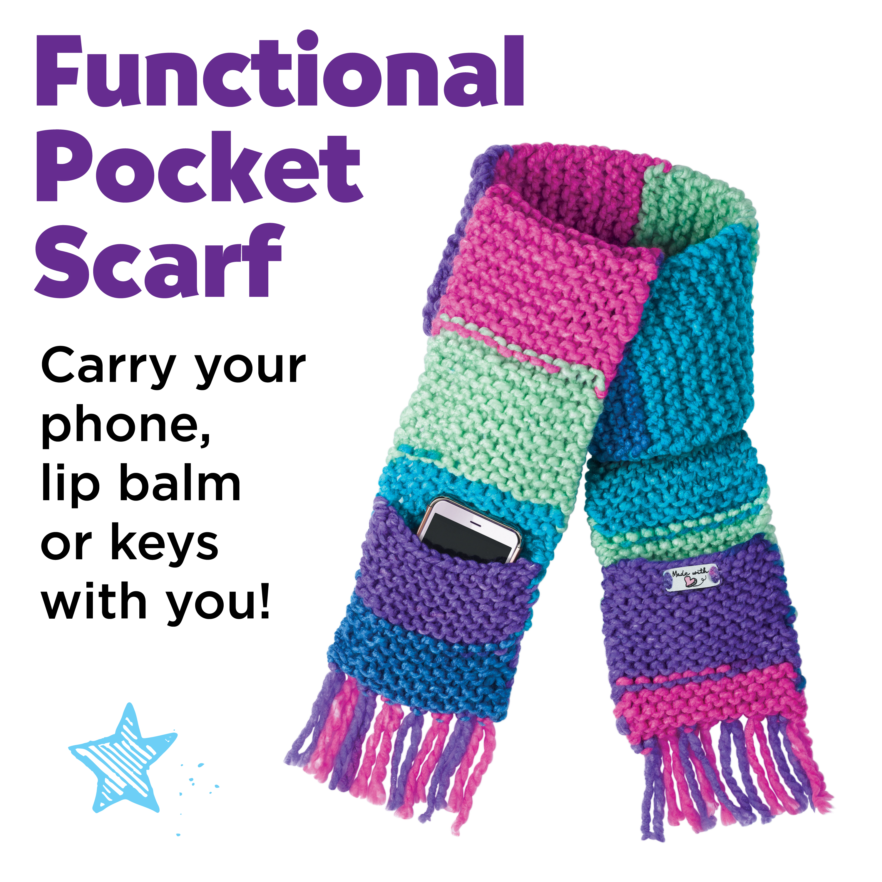 Creativity for Kids Learn to Knit Pocket Scarf Kit photo 3
