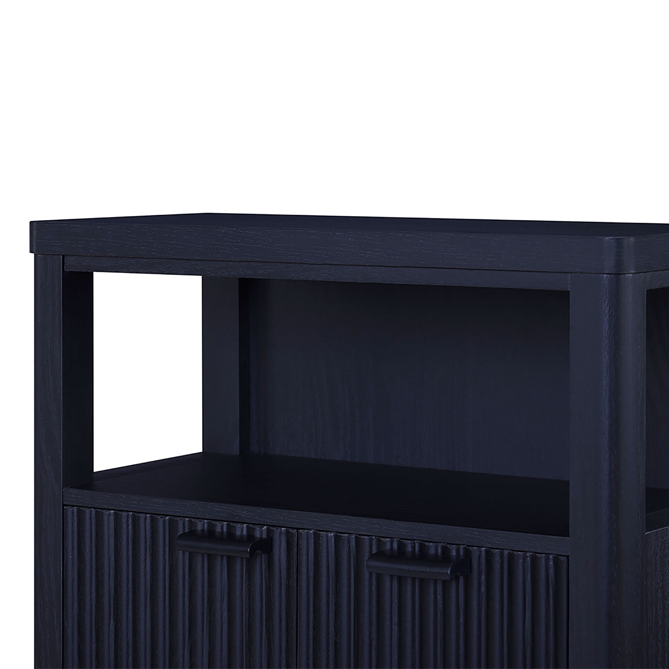 Beautiful Fluted Vanity Storage Cabinet, Rich Black