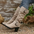 thumbnail image 4 of HaiMao Women's Knee High Boots Fashion Chunky Block Heel Warm Winter Boots Beige 6.5(38), 4 of 9