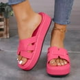 thumbnail image 2 of Women's Slippers Wedge Thick Sole Sandals Women Outdoor Open Toe Slip-on Solid Color Slides Women Footwear Beach Sandal Casual Wear Vacation Daily Shoes Hot Pink 8.5, 2 of 5