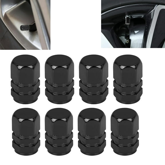 Tire Valve Stem Caps,Tire Cap,Valve Caps for Car Tires,8 Pack Tire Valve Cap Set, Universal Stem Covers for Cars Trucks Motorcycles SUVs and Bikes(Black)