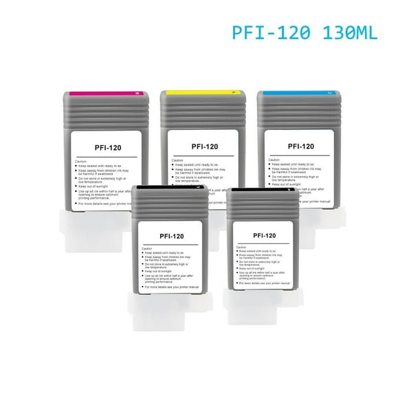 5 Pack Replacement PFI-120 PFI 120 Ink Cartridge compatible for Canon TM200 TM205 TM300 305