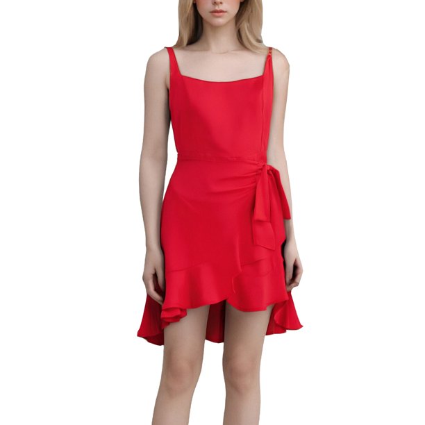 WILLBEST Vestido Corto Cruzado Para Mujer Con Tirantes Finos Ajustables Y Dobladillo Plisado Con Cómodo Y Transpirable. En La Cintura, Estilo Informal De Verano
